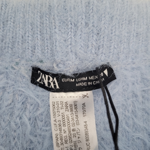 NWT Zara Blue Fuzzy Knit Shorts Sz Medium - Picture 4 of 9